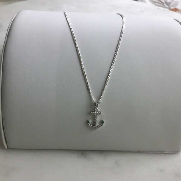 Sterling Silver Cz Anchor Necklace - Picture 4 of 15